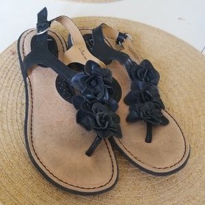 Black leather sandals